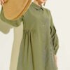 Gathered Waist Pleated Shirt Khaki