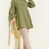 Gathered Waist Pleated Shirt Khaki wholesale shirt view 2 - Hicabistan Turkey factory