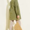 Gathered Waist Pleated Shirt Khaki wholesale shirt view 3 - Hicabistan Turkey factory