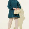 Gathered Waist Pleated Shirt Emerald groothandel shirt view 2 - Hicabistan Turkije fabriek