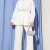 Belted Vest Two-Piece Set Ecru