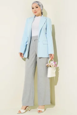 Alternative view of Belted Palazzo Fabric Pants Grey