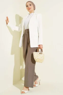 Alternative view of Belted Palazzo Fabric Pants Mink