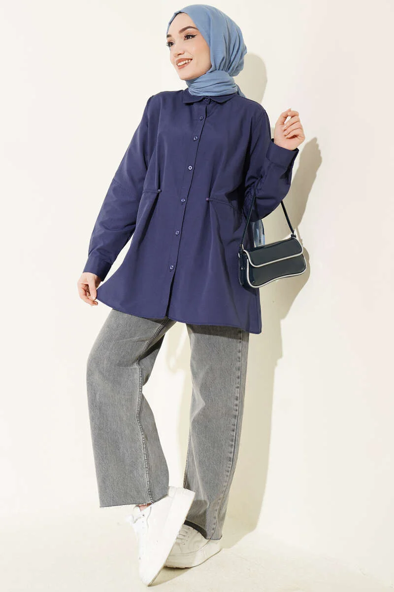 Belted Basic Shirt Navy Blue - Imagen 2