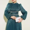 Belted Embellished Gathered Evening Dress Emerald wholesale dress view 2 - Hicabistan Turkey factory