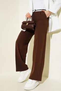 Belted Palazzo Pants Brown