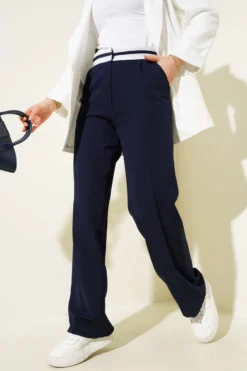 Alternative view of Belted Palazzo Pants Navy Blue