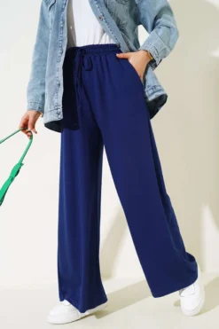 Alternative view of Belted Loose Pants Navy Blue