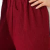Belt Detail Pleated Trousers Burgundy wholesale pants view 4 - Hicabistan Turkey factory