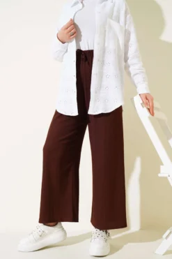 Belt Detail Pleated Trousers Brown