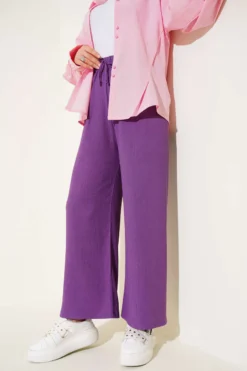 Belt Detail Pleated Trousers Lilac