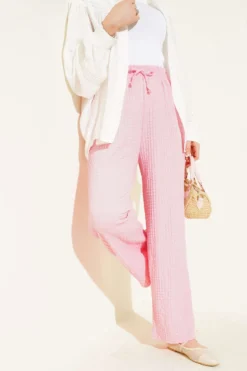 Belted Embossed Pants Pink