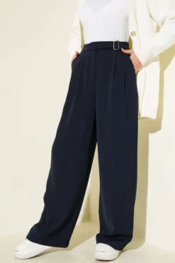 Alternative view of Belt Buckle Palazzo Pants Navy Blue