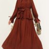 Belted Skirt Set Brown