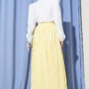 Belted Polka Dot Pleated Skirt Yellow wholesale skirt view 3 - Hicabistan Turkey factory
