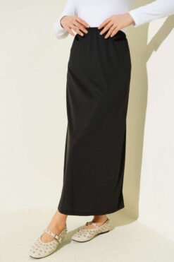 Belted Detail Slip Skirt Black