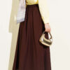 Elastic Waist Drawstring Flared Skirt Brown groothandel skirt view 3 - Hicabistan Turkije fabriek