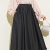 Belted Pocket Detail Denim Skirt Black Großhandel skirt - Hicabistan Türkei Fabrik