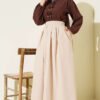 Pocketed Poplin Skirt Beige wholesale skirt view 2 - Hicabistan Turkey factory
