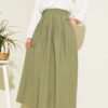 Pocketed Poplin Skirt all'ingrosso skirt - Hicabistan fabbrica Turchia