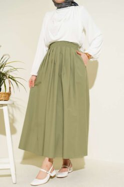 Pocketed Poplin Skirt groothandel skirt - Hicabistan Turkije fabriek