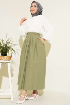Pocketed Poplin Skirt groothandel skirt view 2 - Hicabistan Turkije fabriek
