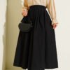 Pocketed Poplin Skirt Black all'ingrosso skirt - Hicabistan fabbrica Turchia