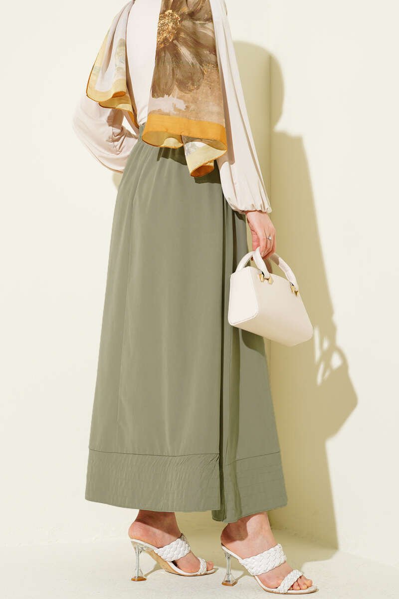 Elastic Waist Pocket Tencel Skirt all'ingrosso skirt view 3 - Hicabistan fabbrica Turchia