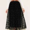 Flower Pattern Tulle Skirt Black