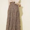 Elastic Waist Floral Embroidery Tiered Skirt Mink بالجملة skirt view 3 - Hicabistan مصنع تركيا