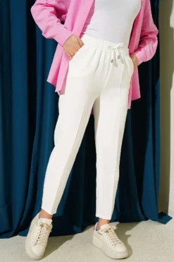 Belted Slim Fit Dobby Pants Ecru