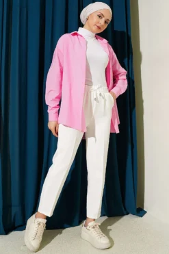 منظر بديل لـ Belted Slim Fit Dobby Pants Ecru