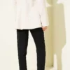 Belted Slim Fit Dobby Pants Black wholesale pants view 3 - Hicabistan Turkey factory