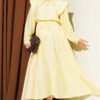 Buttoned Sailor Collar Dress with Belted Waist Yellow
