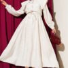 Buttoned Sailor Collar Dress with Belted Waist Stone