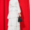 Belts Elastic Ruffled Polka Dot Chiffon Dress White wholesale dress view 3 - Hicabistan Turkey factory