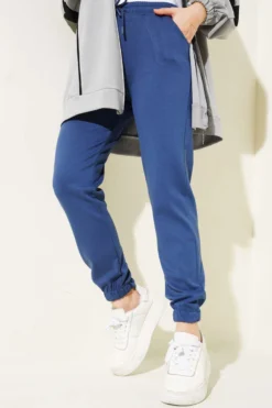 Alternative view of Elastic Waist Drawstring Jogger Pants Navy Blue