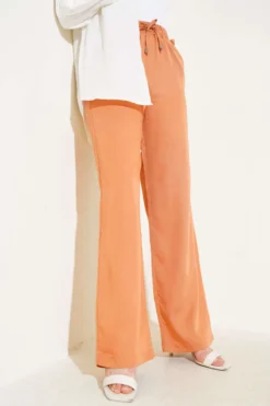 Drawstring Waist Palazzo Pants Orange