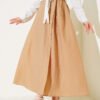 Elastic Waist Drawstring Skirt Camel Großhandel skirt - Hicabistan Türkei Fabrik