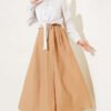 Elastic Waist Drawstring Skirt Camel en gros skirt view 2 - Hicabistan usine Turquie