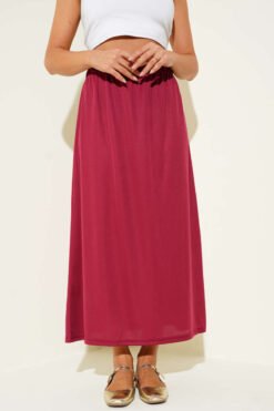 Waist Elastic Skirt Burgundy wholesale skirt - Hicabistan Turkey factory