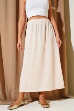 Waist Elastic Skirt Powder Pink wholesale skirt - Hicabistan Turkey factory
