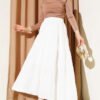 Elastic Waist A-Line Skirt Ecru wholesale skirt view 2 - Hicabistan Turkey factory