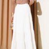 Elastic Waist A-Line Skirt Ecru wholesale skirt view 3 - Hicabistan Turkey factory