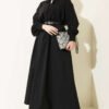 Elastic Waistband Belted Poplin Skirt Black wholesale skirt view 2 - Hicabistan Turkey factory