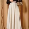 Elastic Waist Tencel Skirt Beige
