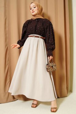 Vue alternative de Elastic Waist Tencel Skirt Beige
