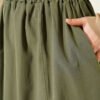 Elastic Waist Flared Poplin Skirt Khaki al por mayor skirt view 4 - Hicabistan fábrica Turquía