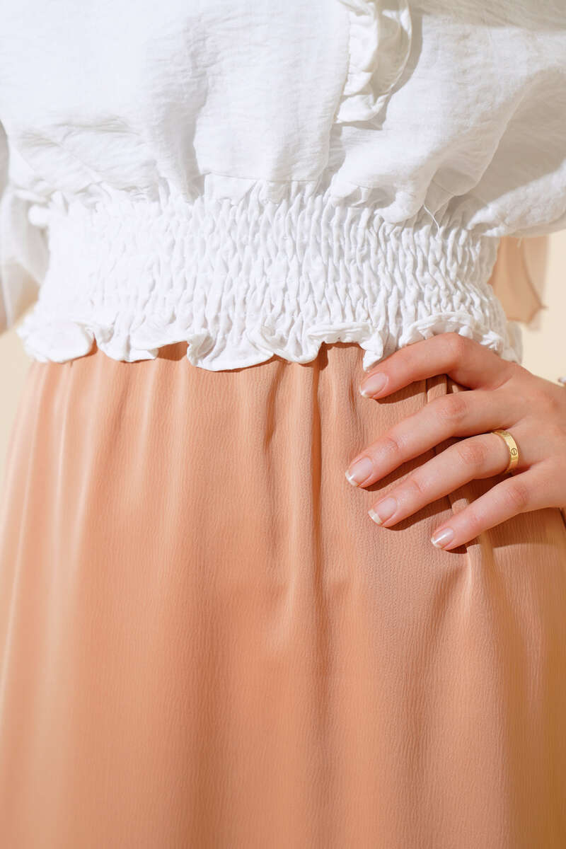 Elastic Waist Flared Satin Skirt al por mayor skirt view 4 - Hicabistan fábrica Turquía