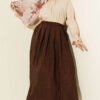 Elastic Waist Pleated Skirt Brown wholesale skirt view 2 - Hicabistan Turkey factory